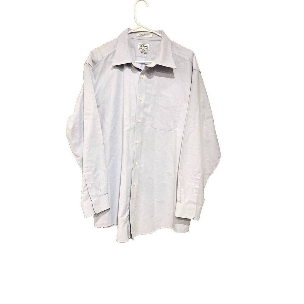 L.L. Bean Men's Long‎ Sleeve Wrinkle Free Pale Blue Button Up Shirt Sz 17 1/2-34